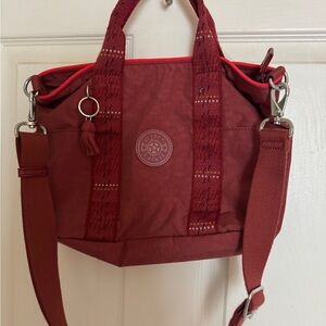 Kipling Brick Red Mini Tote with Adjustable Strap